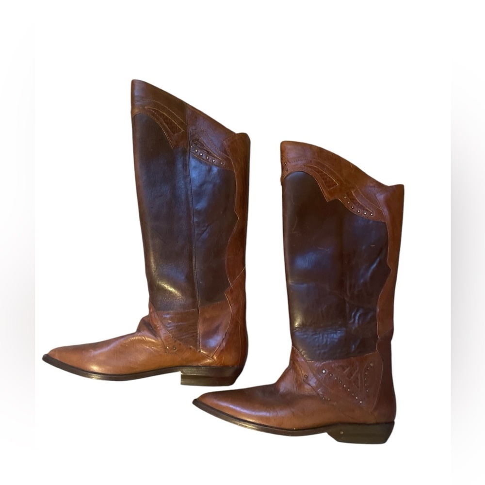 Vintage 90’s Ladies Circles Brown Leather Western Cowgirl Boots